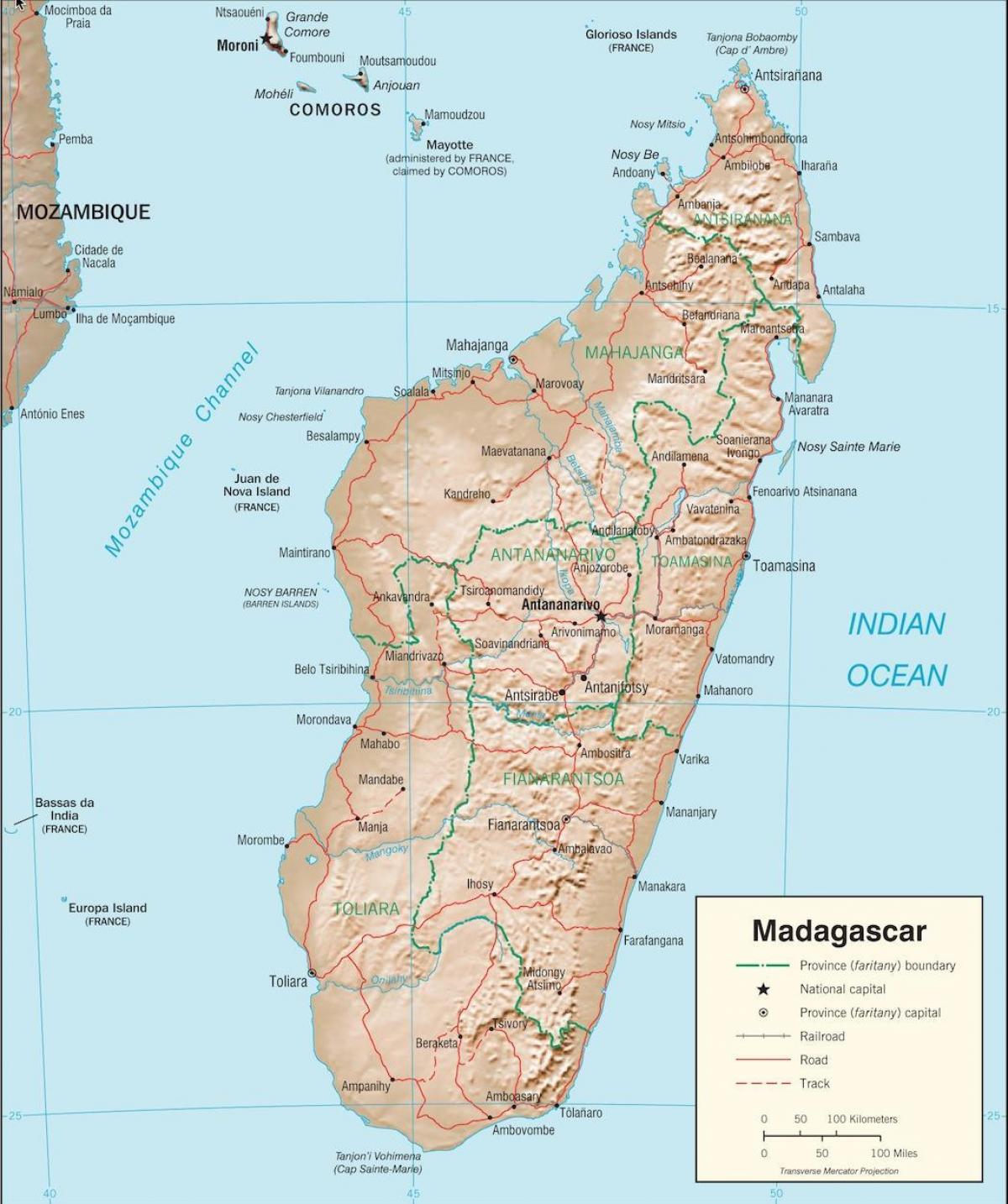 Madagaskar land kaart