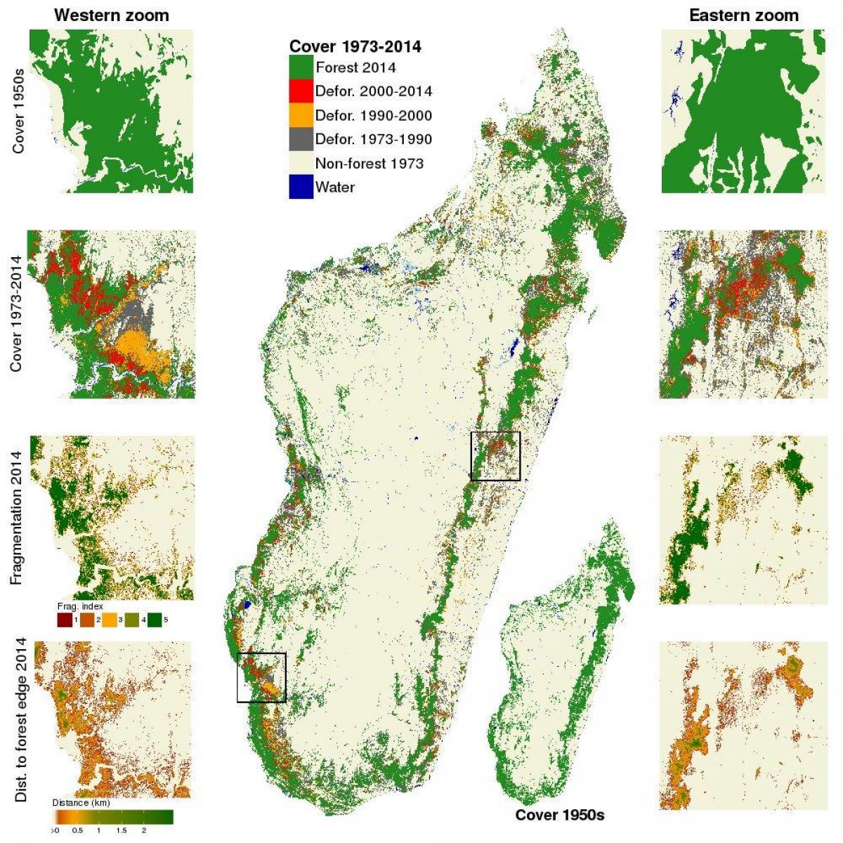 kaart van Madagaskar ontbossing