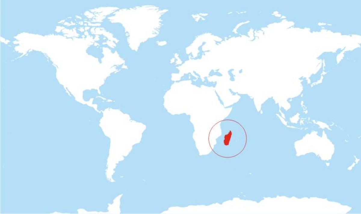 kaart van Madagaskar plek op die wêreld
