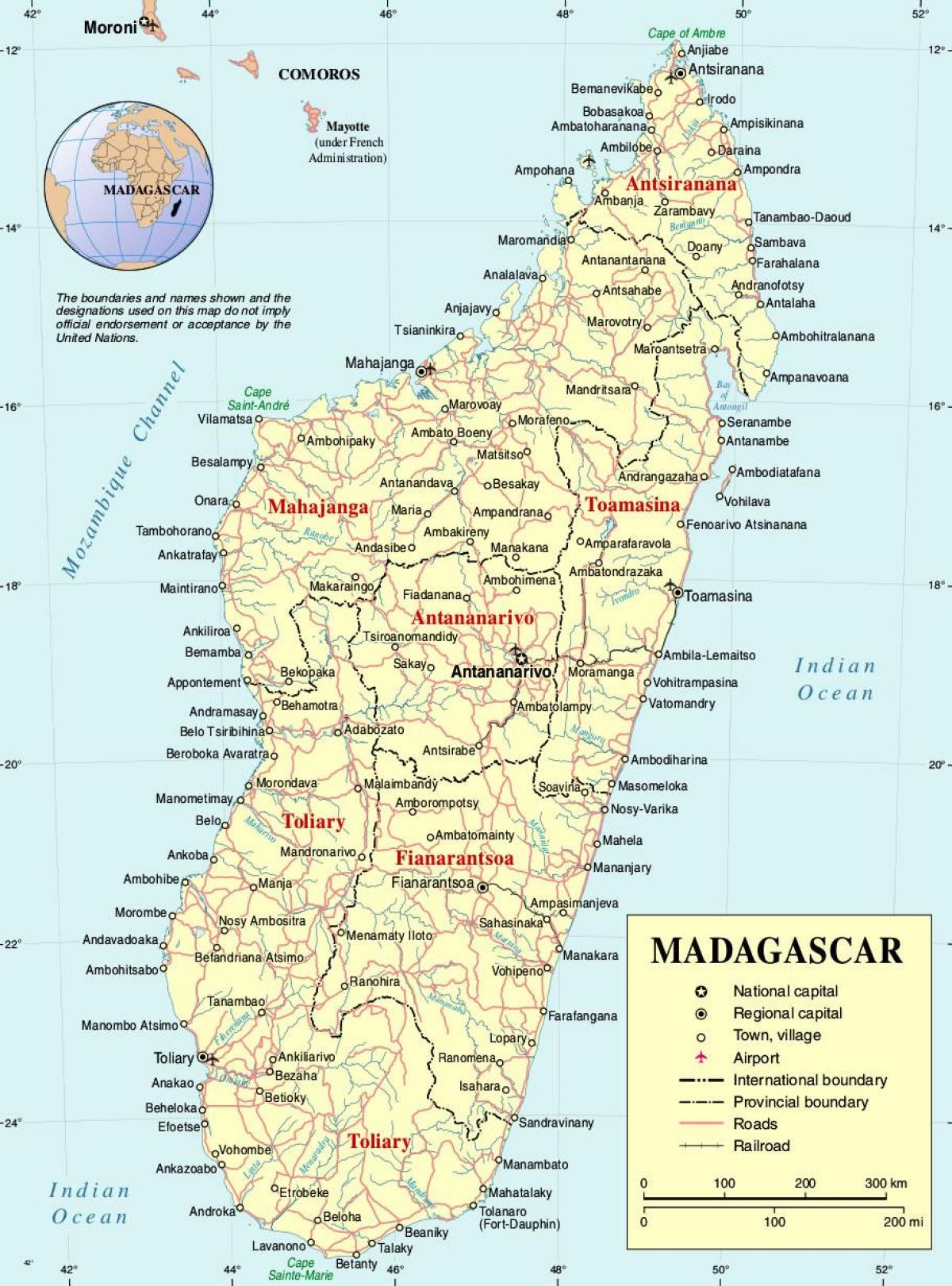 Madagaskar kaart met stede