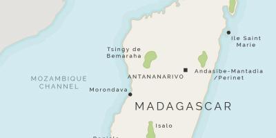 Kaart van Madagaskar en die omliggende eilande