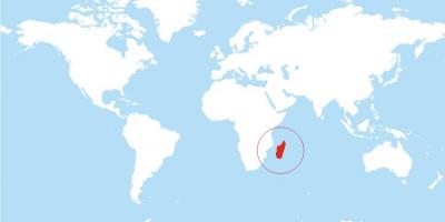Kaart van Madagaskar plek op die wêreld