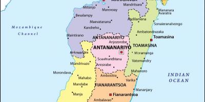 Kaart van die politieke kaart van Madagaskar