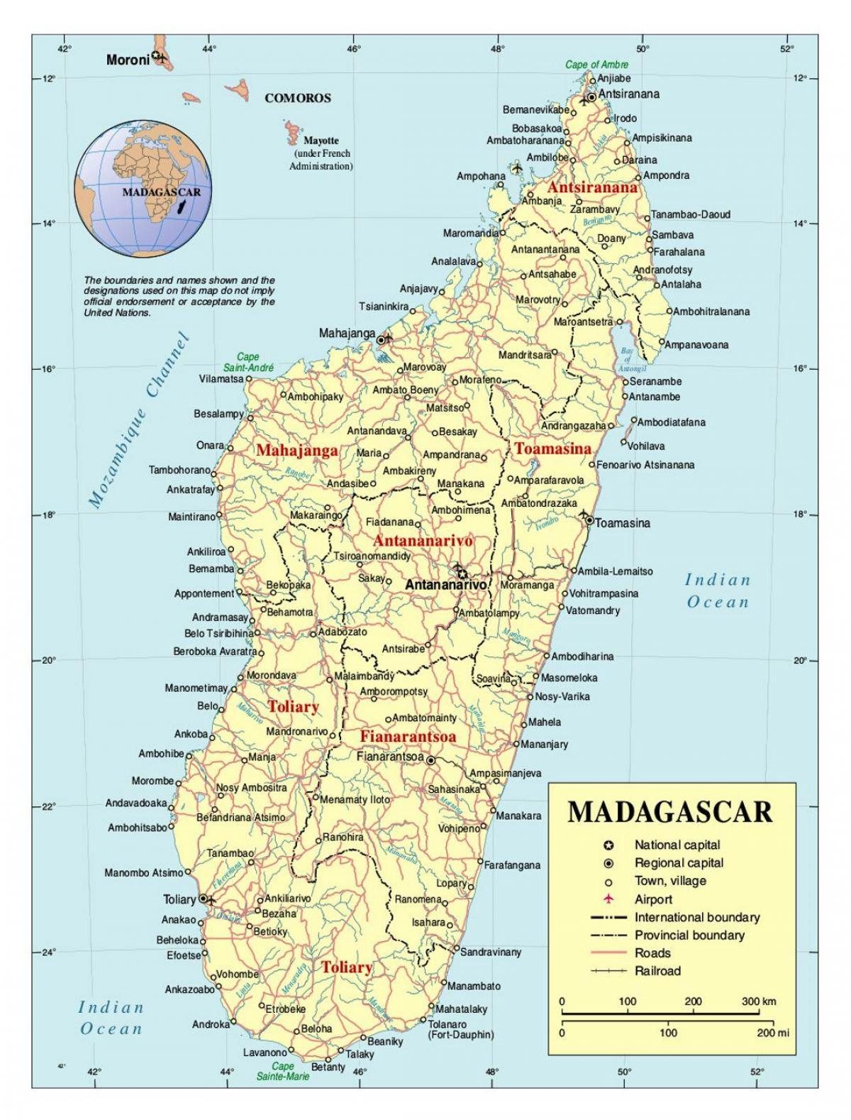 gedetailleerde kaart van Madagaskar