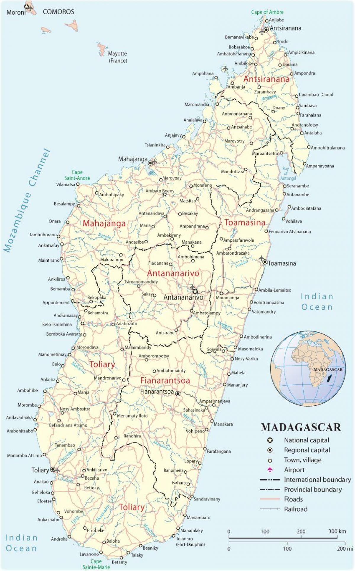 kaart van Madagaskar lughawens