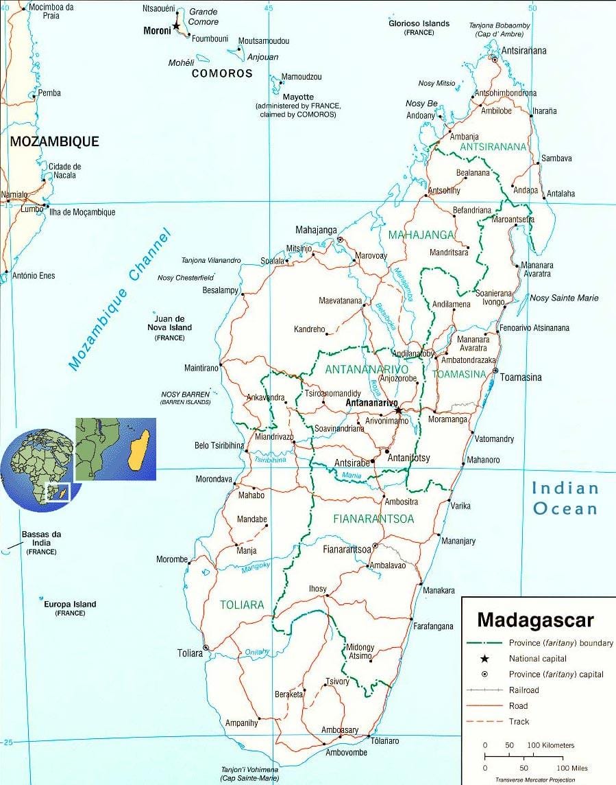kaart van Madagaskar rivier