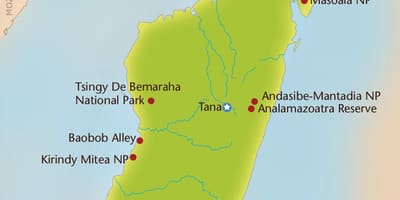 Kaart van Madagaskar berge