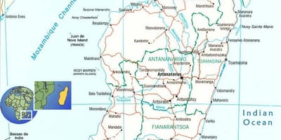 Kaart van Madagaskar rivier